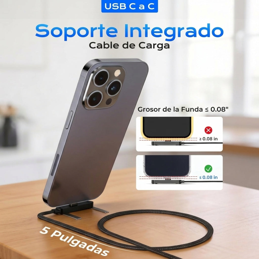 Cable 240W Carga Rápida Tipo C con Sopor