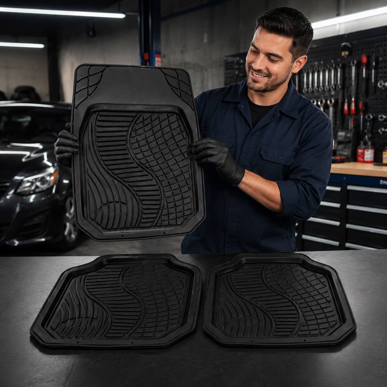 ALFOMBRA DE GOMA PARA CARRO 4 PCS
