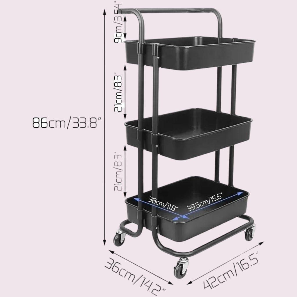 Organizador multiusos de 3niv con ruedas